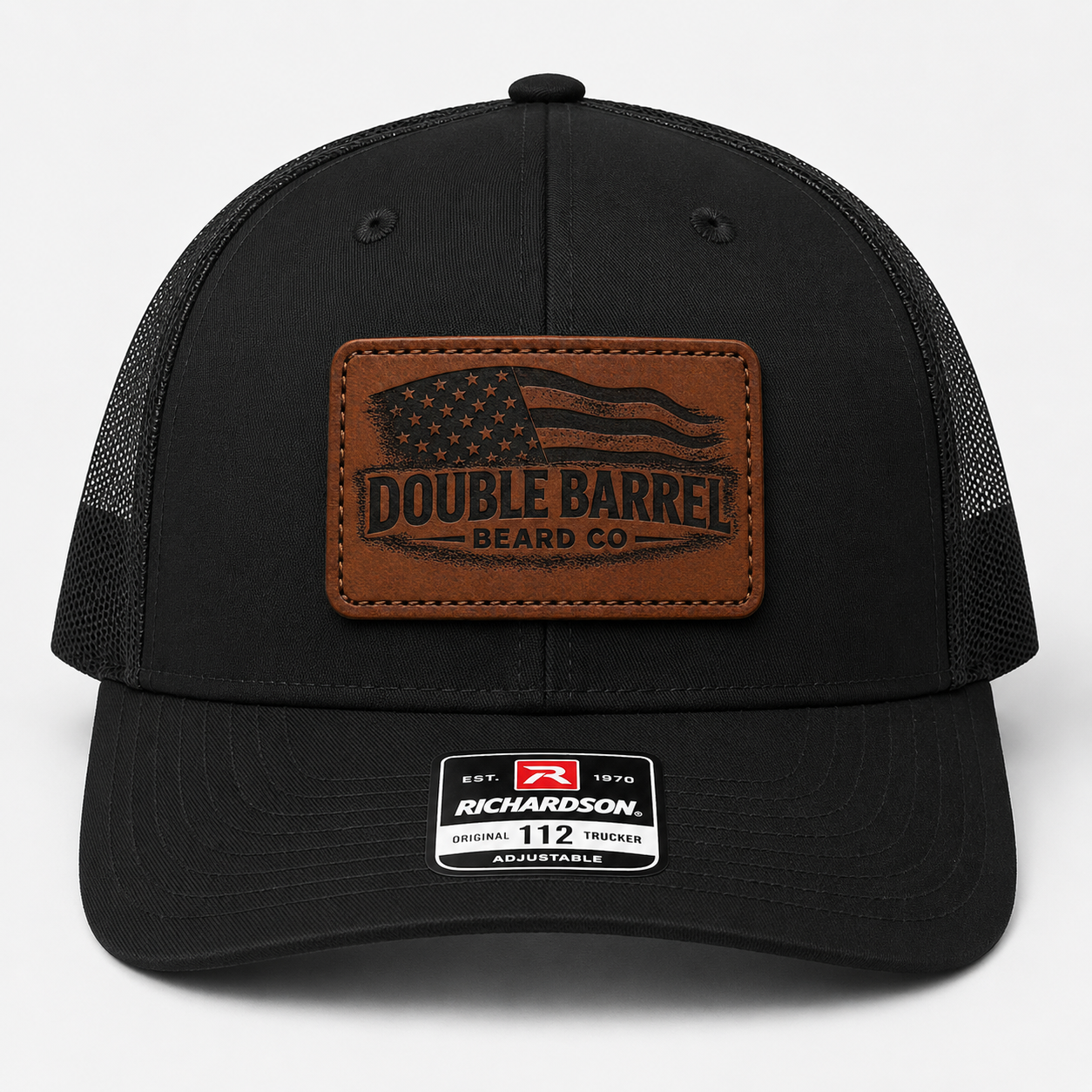 DOUBLE BARREL LEATHER PATCH TRUCKER HAT