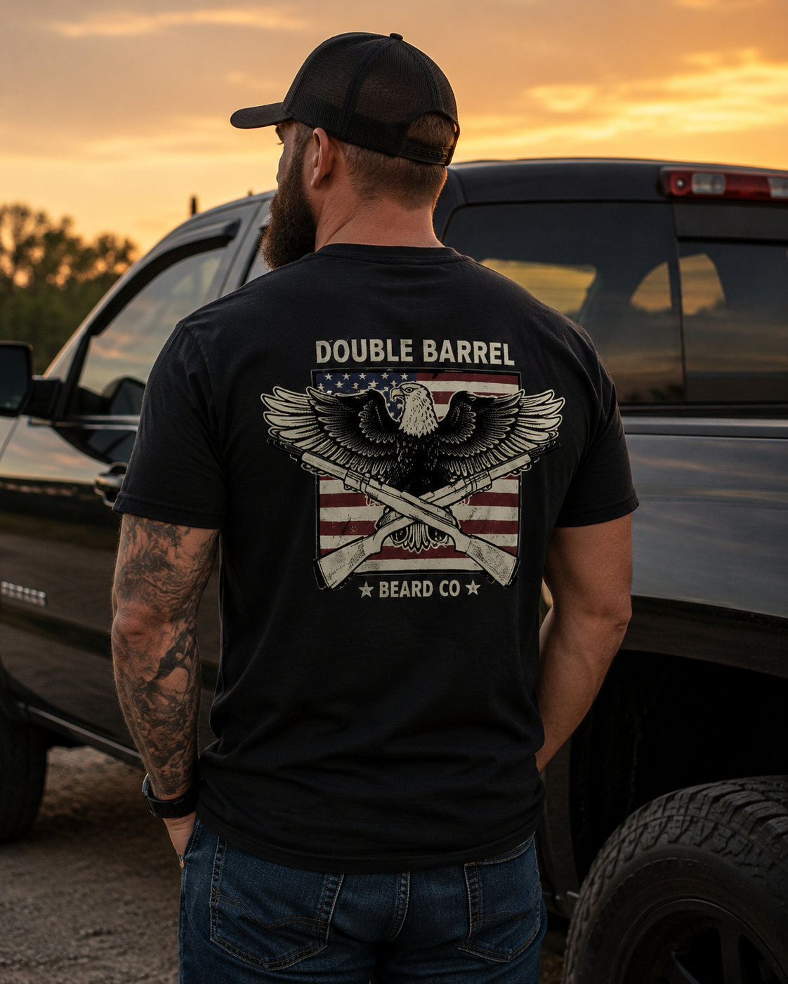 DOUBLE BARREL HERITAGE TEE – BLACK
